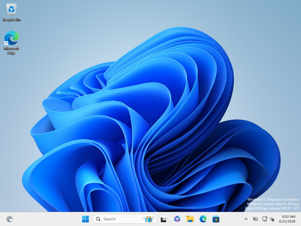 Clean Windows 11 VM desktop before Cosmo Lite install